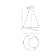 Load image into Gallery viewer, Twist LED Pendant Light - line drawing.
