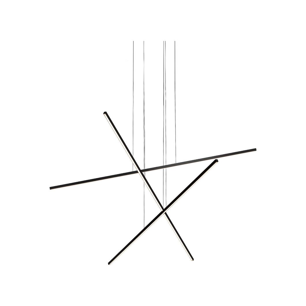 Vega Minor LED Multi Light Pendant Light in Black (3-Bar).