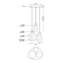 Load image into Gallery viewer, Victoria LED Multi Light Pendant Light - line drawing.
