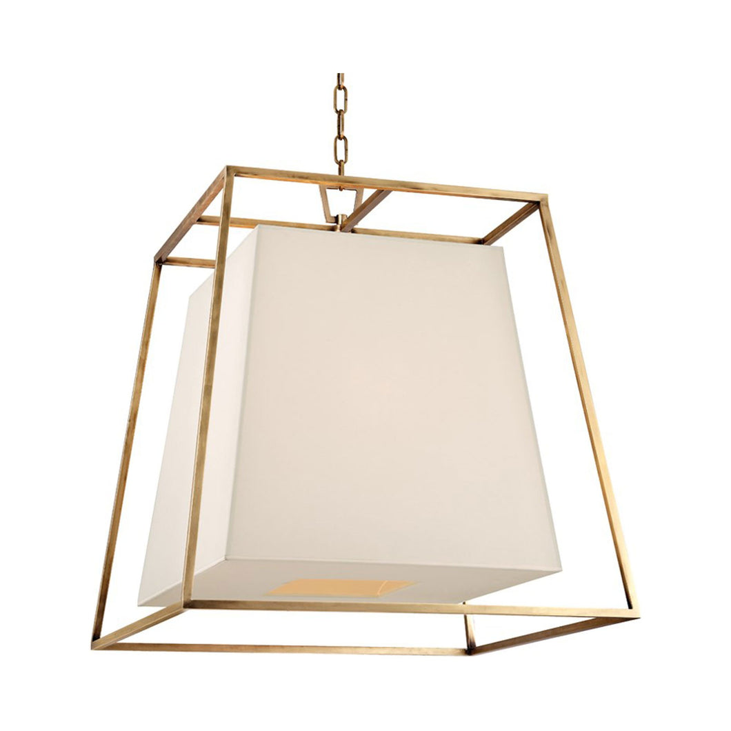 Kyle Chandelier in Aged Brass/White.