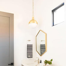 Load image into Gallery viewer, Lampbert Pendant Light in bathroom.
