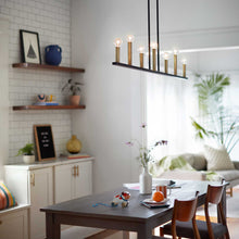 Load image into Gallery viewer, Lazlo Linear Pendant Light in dining room.
