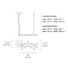 Load image into Gallery viewer, LED Net 66 Linear Suspension Light - line drawing.

