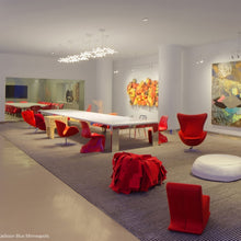 Load image into Gallery viewer, LED Net Circular Suspension Light in living room.
