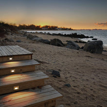 Load image into Gallery viewer, LEDme Horizontal LED Step and Wall Light in outside area.
