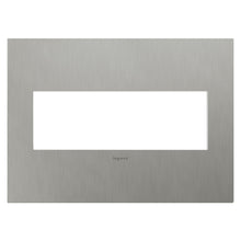 Load image into Gallery viewer, adorne® Cast Metals Wall Plate in Brushed Stainless Steel (3-Gang).
