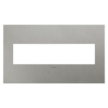 Load image into Gallery viewer, adorne® Cast Metals Wall Plate in Brushed Stainless Steel (4-Gang).
