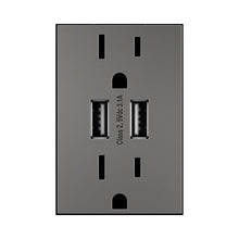 Load image into Gallery viewer, adorne® Dual USB Plus-Size Outlet Combo in Magnesium.
