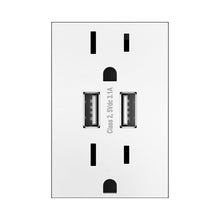 Load image into Gallery viewer, adorne® Dual USB Plus-Size Outlet Combo in White.
