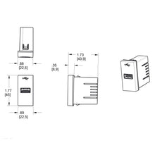 Load image into Gallery viewer, adorne® Half-Size Outlet - line drawing.
