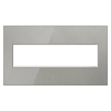 Load image into Gallery viewer, adorne® Real Materials Wall Plate in Brushed Stainless (4-Gang).
