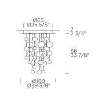 Load image into Gallery viewer, Ether S Multi Light Pendant Light - line drawing.
