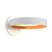 Load image into Gallery viewer, Light Guide Ring LED Wall Light in Satin White with Apricot Interior/Single Ring.
