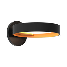 Load image into Gallery viewer, Light Guide Ring LED Wall Light in Satin Black with Apricot Interior/Single Ring.

