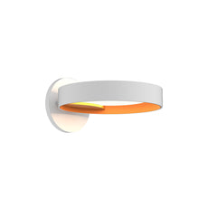 Load image into Gallery viewer, Light Guide Ring LED Wall Light in Satin White with Apricot Interior/Single Ring.
