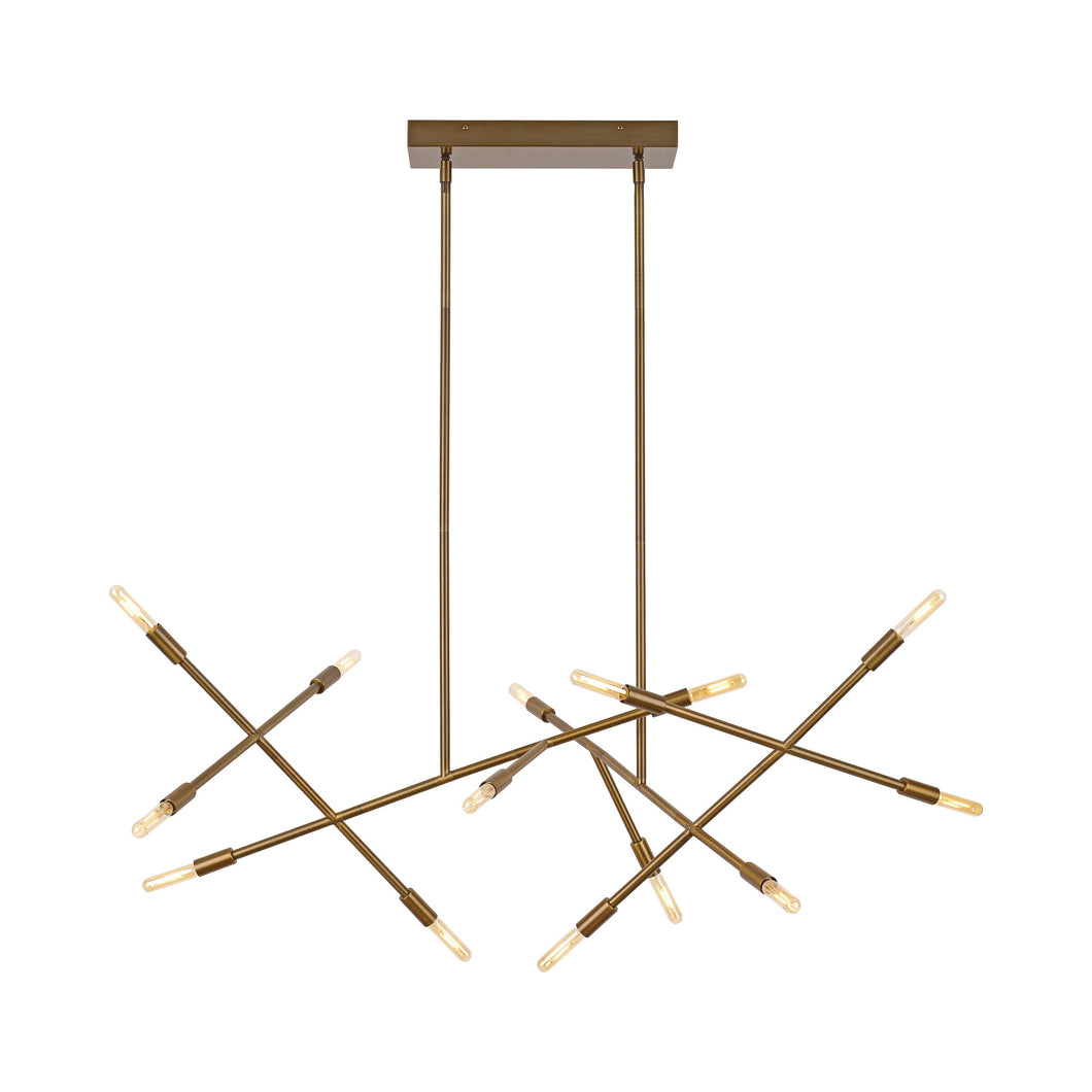 Line Wave 2 Chandelier in Aged Brass.
