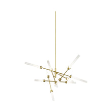 Load image into Gallery viewer, Linger LED Abstract Chandelier in Natural Brass.
