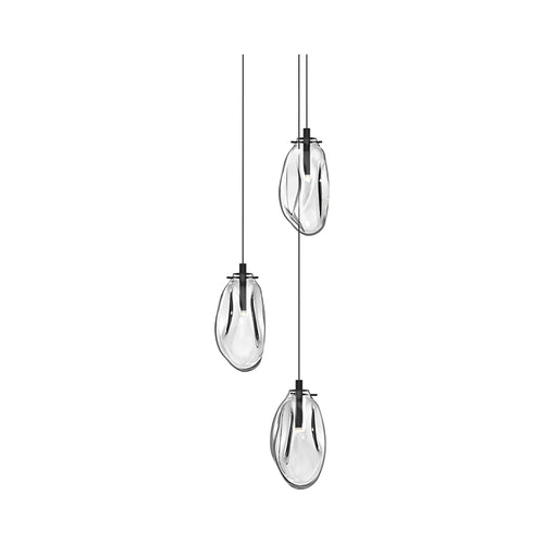 Liquid LED Multi Light Pendant Light in Clear/Small.