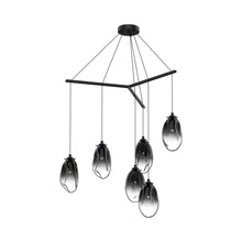 Load image into Gallery viewer, Liquid Tri-Spreader LED Pendant Light in Smoke Fade/6-Light.
