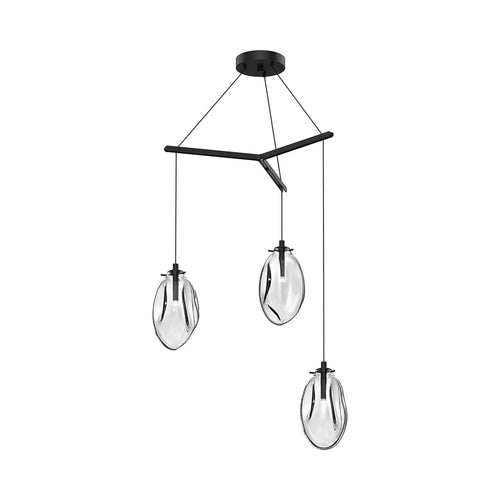 Liquid Tri-Spreader LED Pendant Light in Clear/3-Light.