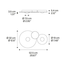 Load image into Gallery viewer, Bugia LED Multi Light Flush Mount Ceiling Light - line drawing.
