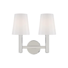 Load image into Gallery viewer, Logan Bath Vanity Light in 2-Light/Polished Nickel.
