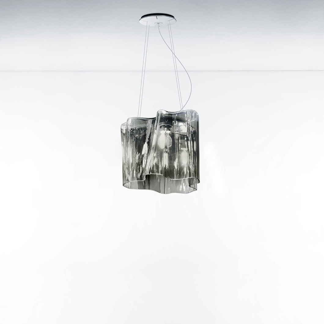 Logico Single Pendant Light in Grey/Smoke/Extended.