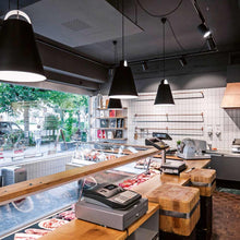 Load image into Gallery viewer, Above LED Pendant Light in store.
