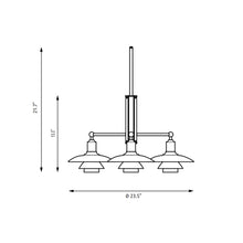 Load image into Gallery viewer, PH 2/1 Linear Pendant Light - line drawing.
