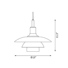 Load image into Gallery viewer, PH 3½-3 Glass Pendant Light - line drawing.
