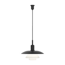 Load image into Gallery viewer, PH 5/5 Pendant Light in Black Metal/Opal Glass.
