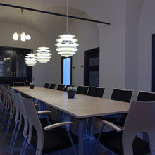 Load image into Gallery viewer, PH Snowball Pendant Light in dining room.
