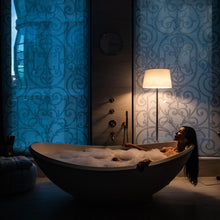 Load image into Gallery viewer, Lumiere XXL Floor Lamp in bathroom.
