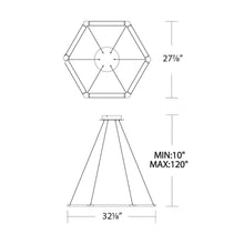 Load image into Gallery viewer, LUNE LED Pendant Light - line drawing.
