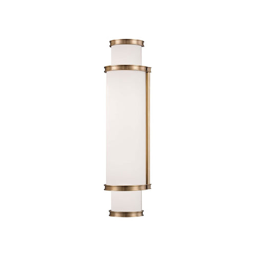 Malcolm LED Bath Bar in Aged Brass.