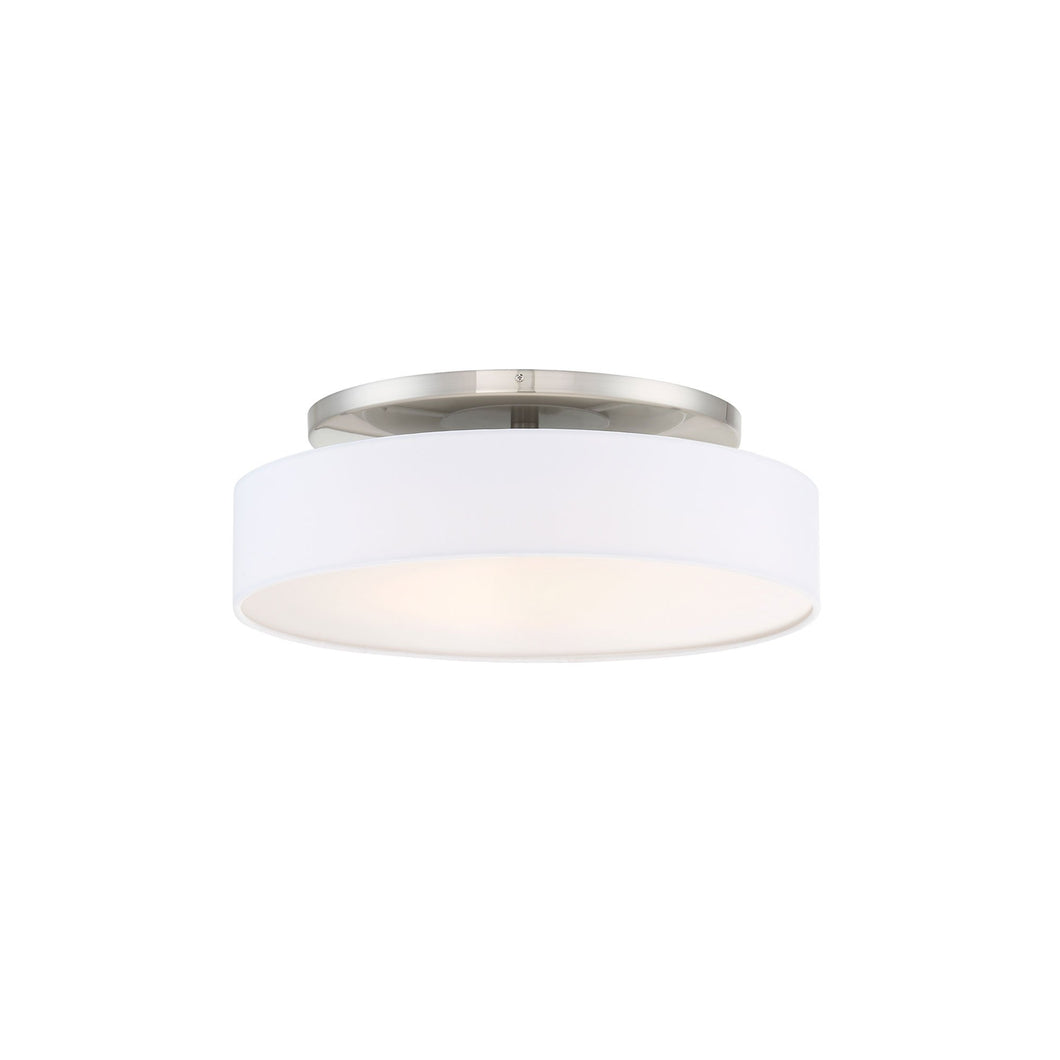 Manhattan LED Semi-Flush Mount Ceiling Light in Small/Brushed Nickel.