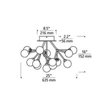 Load image into Gallery viewer, Mara LED Semi Flush Mount Ceiling Light - line drawing.
