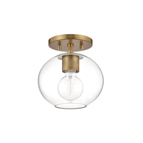 Margot 1-Light Semi-Flush Mount Ceiling Light in Bronze and Clear.