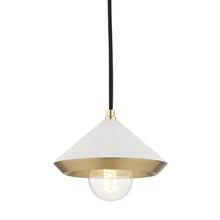 Load image into Gallery viewer, Marnie Pendant Light in Aged Brass / Off White/Small.
