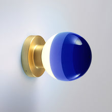 Load image into Gallery viewer, Dipping Light A2 LED Wall Light in Blue/Brushed Brass.

