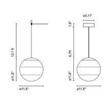 Load image into Gallery viewer, Dipping Light LED Pendant Light - line drawing.
