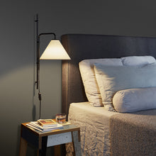 Load image into Gallery viewer, Funiculi A Fabric Wall Light in bedroom.
