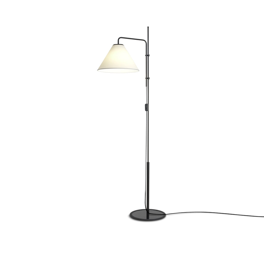 Funiculi Floor Lamp with Fabric Shade in White.