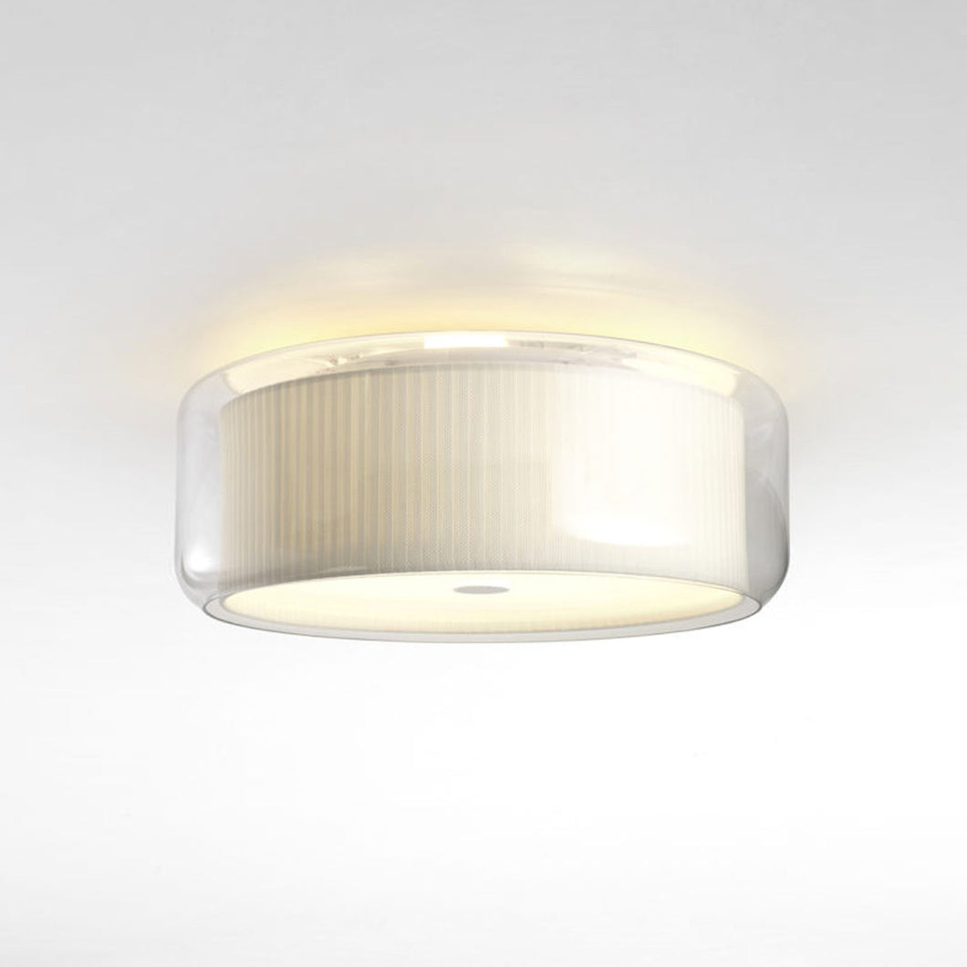 Mercer Flush Mount Ceiling Light in Pleated White Cotton.