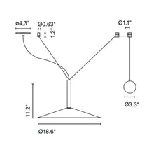 Load image into Gallery viewer, Milana Counterweight LED Pendant Light - line drawing.
