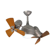 Load image into Gallery viewer, Dagny Indoor / Outdoor LED Dual Ceiling Fan in Brushed Nickel/Mahogany (Wood) with Light Kit.
