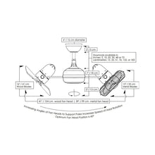 Load image into Gallery viewer, Dagny Indoor / Outdoor LED Dual Ceiling Fan - line drawing.
