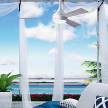 Load image into Gallery viewer, Donaire Outdoor LED Ceiling Fan in Outside Area.
