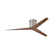 Load image into Gallery viewer, Eliza Outdoor Flush Mount Ceiling Fan in Brushed Nickel/Walnut.
