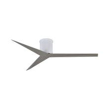 Load image into Gallery viewer, Eliza Outdoor Flush Mount Ceiling Fan in Gloss White/Brushed Nickel.
